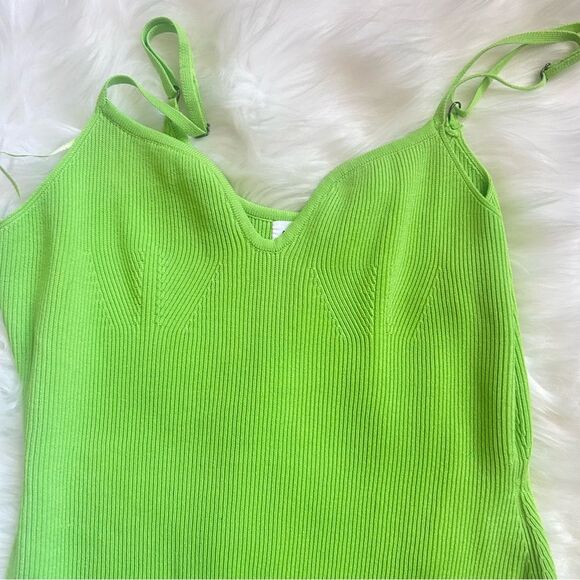 Grey Lab Bodysuit Lime Green Spaghetti Strap Ribbed sized Medium - Picture 4 of 6
